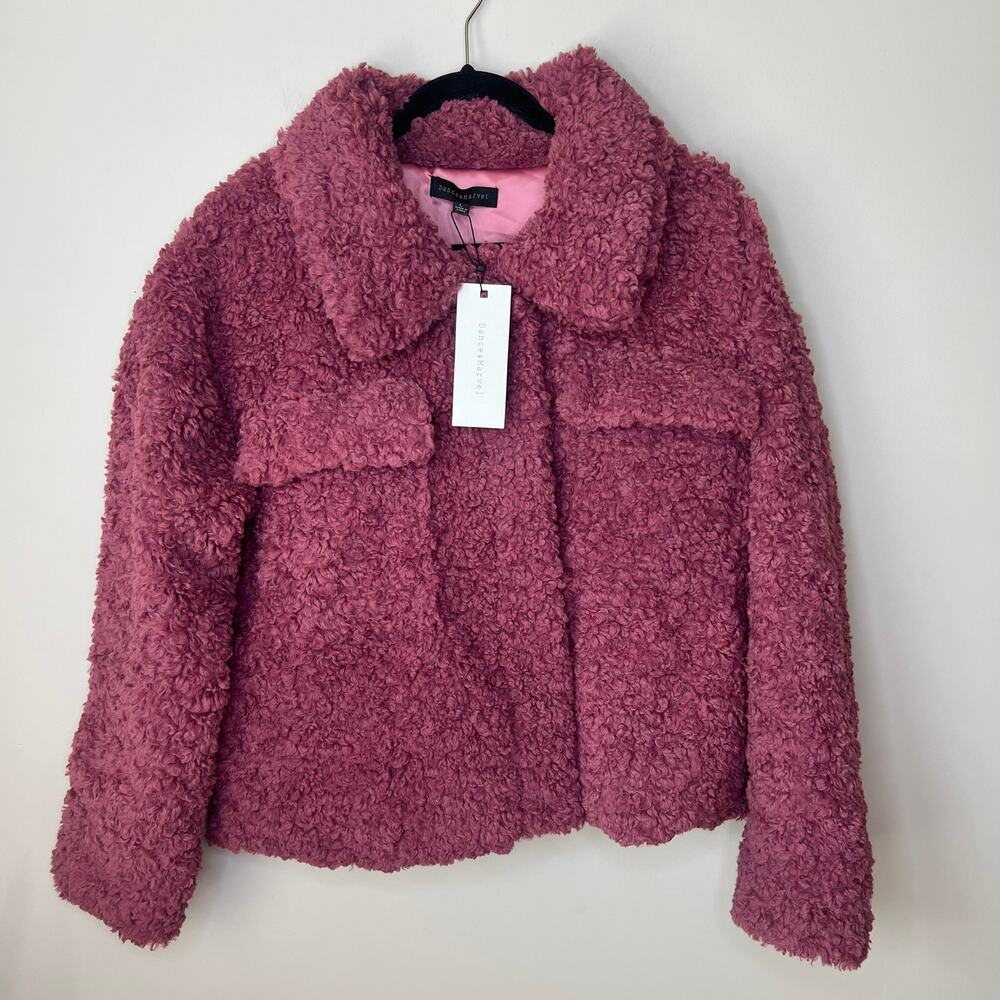 Dance & Marvel New w/ Tags Raspberry Cropped Sherpa Coat Size‎ Large Winter